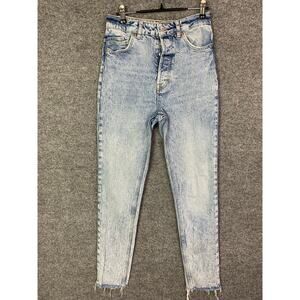 Free People We The Free Light wash Slim Button Fy Jeans Raw Hem Sz 26